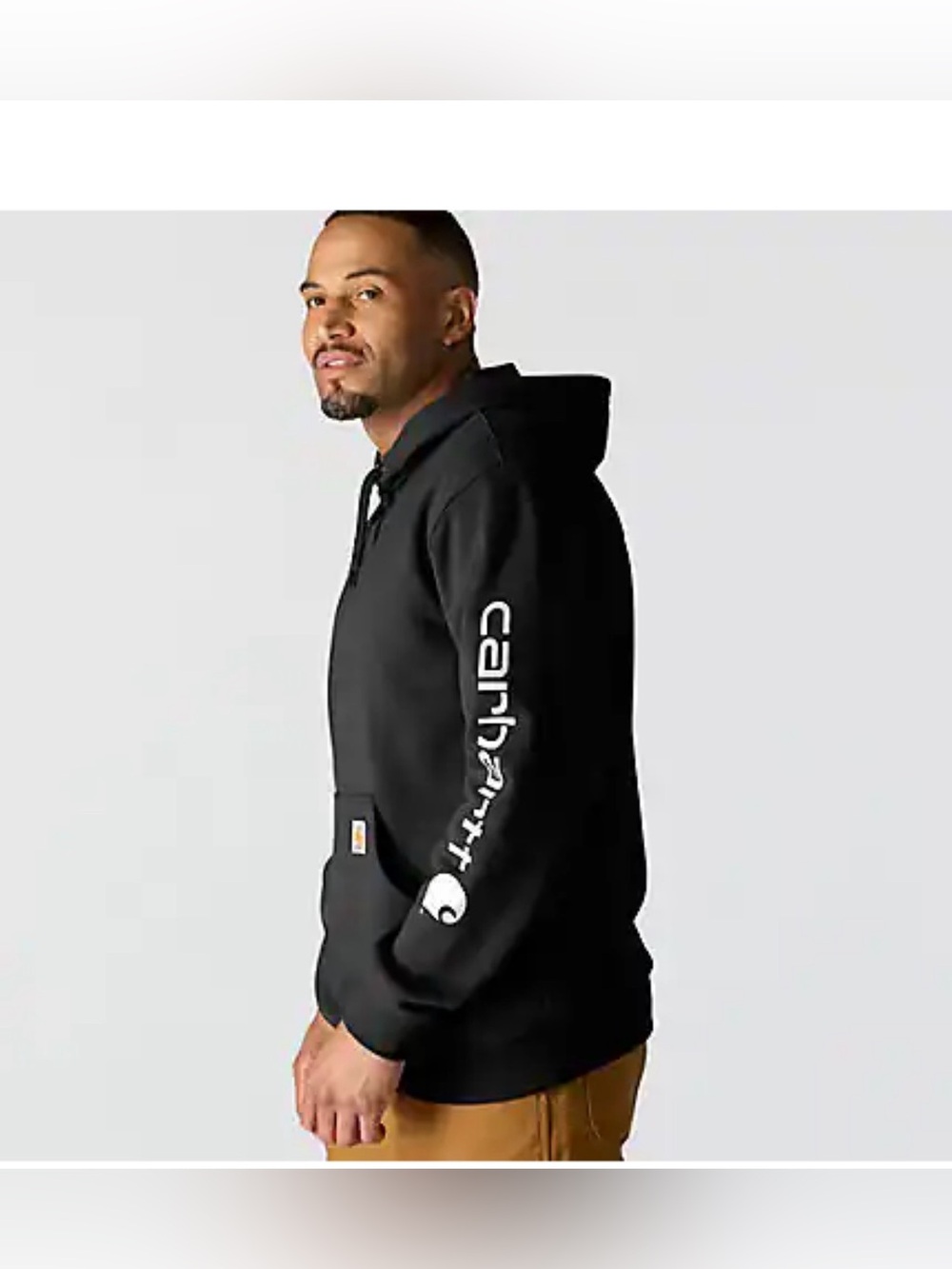 Carhartt Black Hooded Sweatshirt with White Sleeve Logo